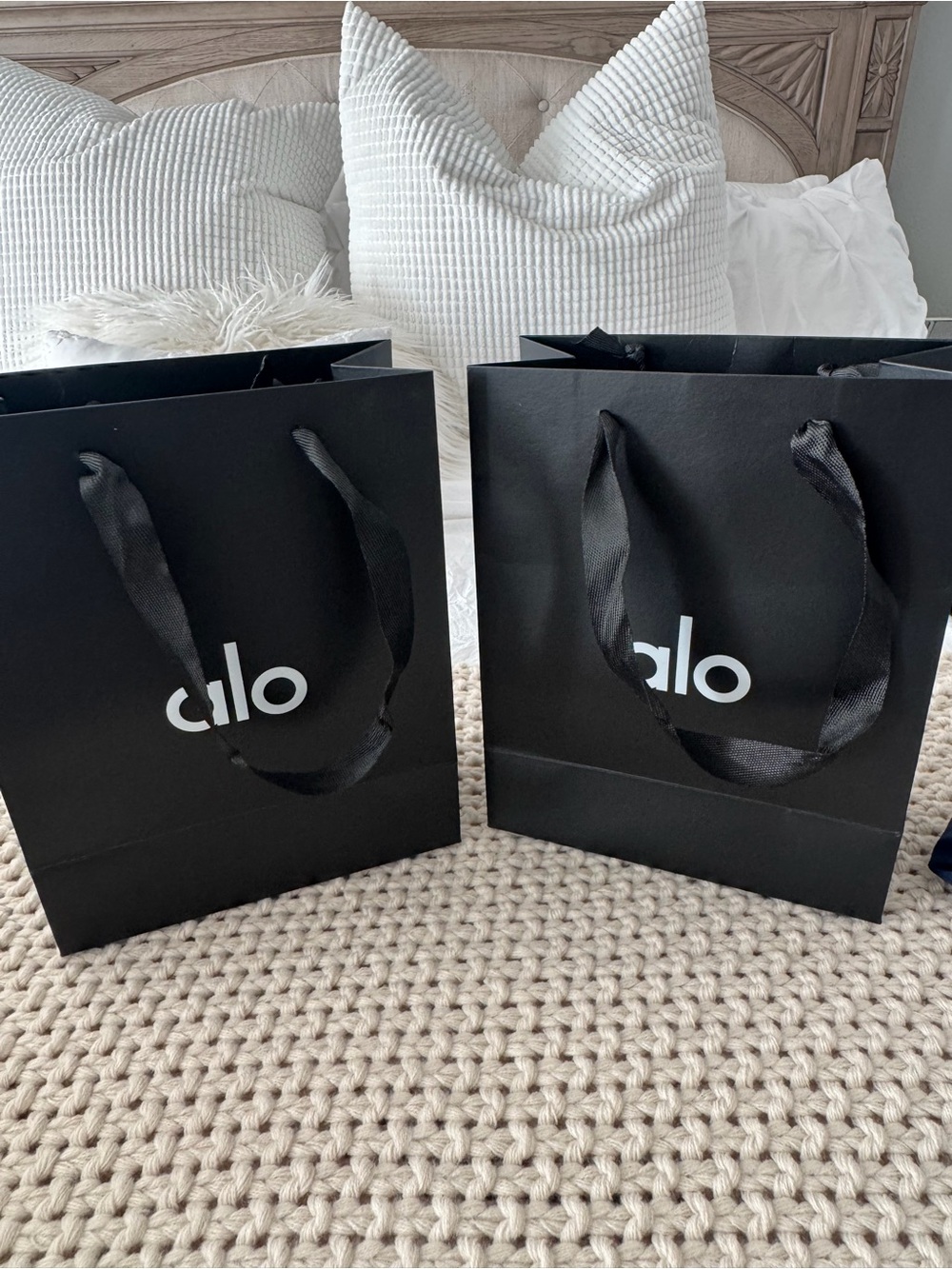 Empty  New ALO Black Logo Shopping Bags - Set of 2